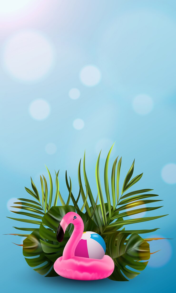 Palma da selva floral e fundo flamingo.