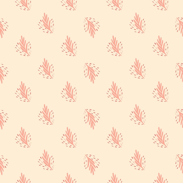 Palma de folha padrão sem emenda em fundo rosa pastel. modelo de folhagem de vetor em estilo doodle. textura tropical moderna.