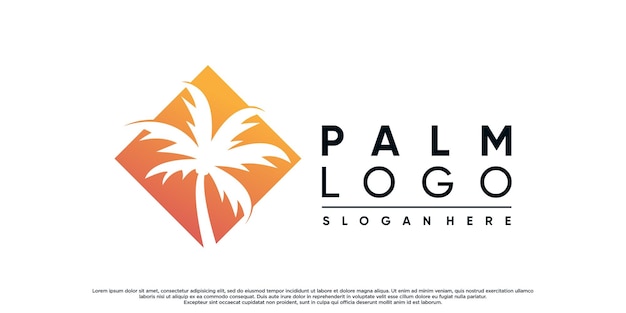 Palmeira ou design de logotipo de palmeira com conceito criativo vetor premium