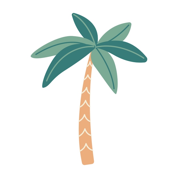 Palmeira retro tropical árvore verde deixa palmeiras de praia e vegetação retrô elemento vetorial isolado
