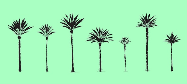 Vetor palmeiras desenho de pincel de tinta texturizada