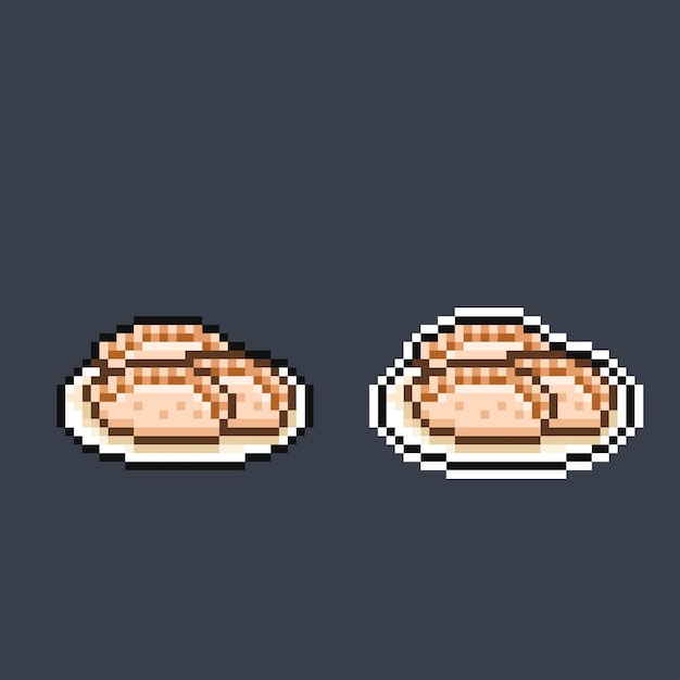 Panadas em um prato em estilo pixel art