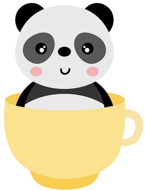 Panda adorável dentro de um copo amarelo