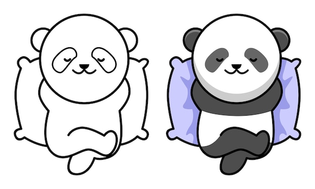 Panda adormecido bonito para colorir para kiids