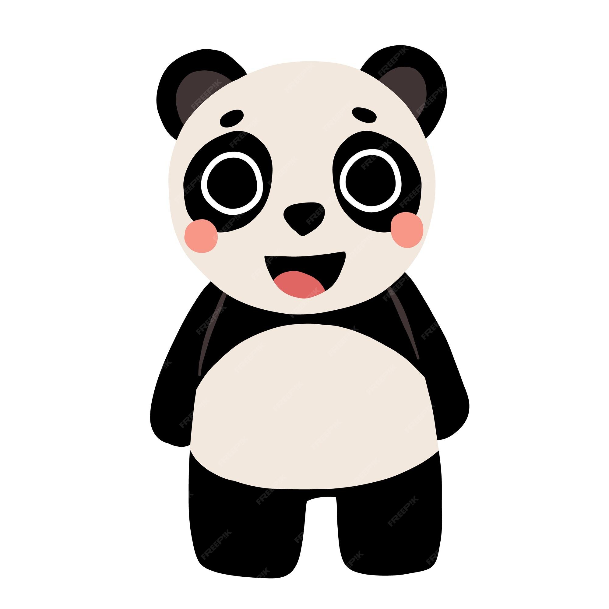 Panda De Desenho Animado Pequeno Panda Bonito Sorrindo Ilustração do Vetor  - Ilustração de liso, cômico: 197668523