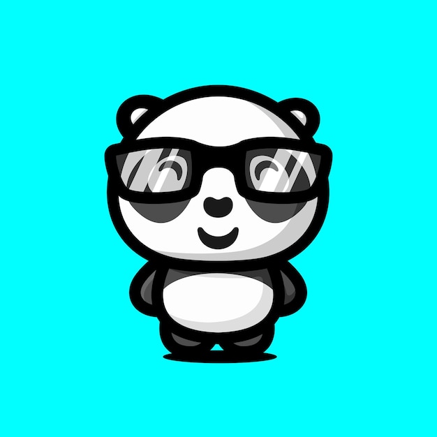 Panda bebê fofo com óculos. Estilo de design plano