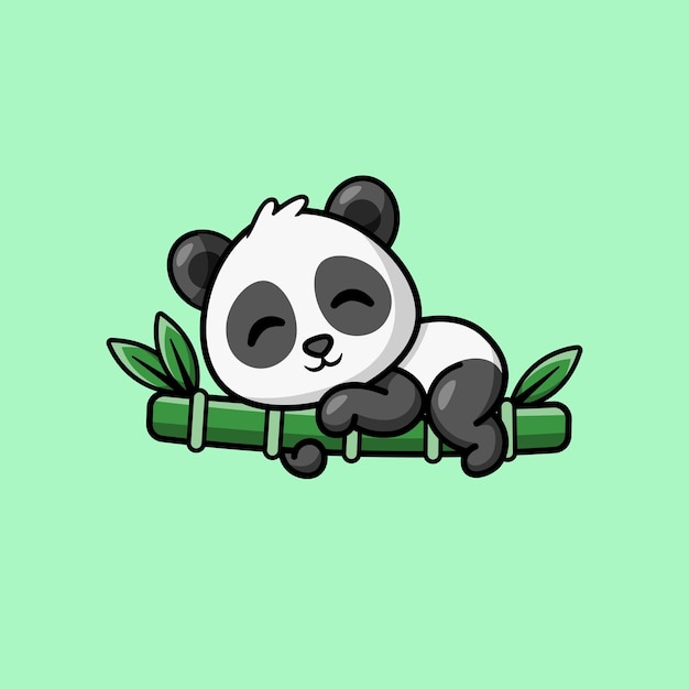 Panda bonito segurando desenho animado de ilustração de bambu, Gráficos -  Envato Elements