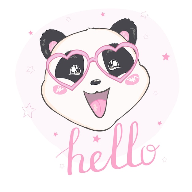 Panda bonito, animal, vetor, ilustração