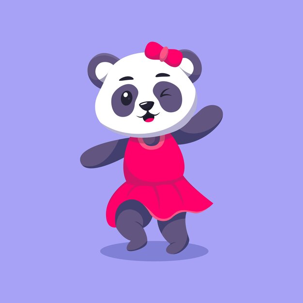 Panda bonito bonito jogando ilustração vetorial de desenho animado