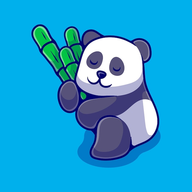 Panda bonito com ilustração de bambu adequado para design de adesivo e camiseta de mascote