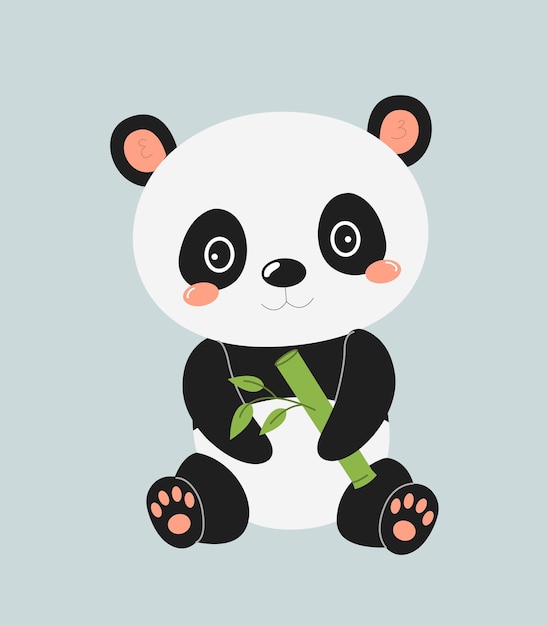 Panda bonito come bambu