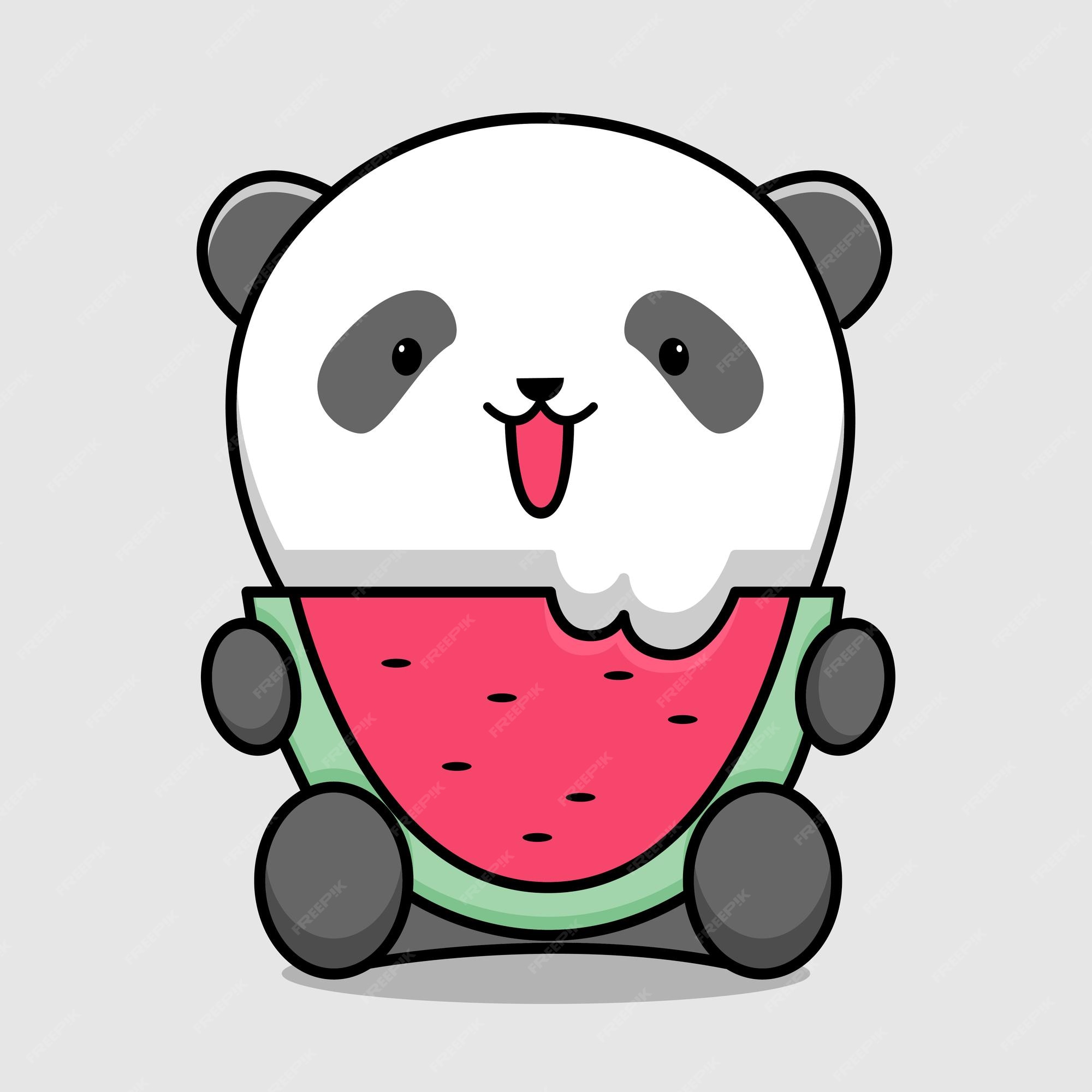 Panda Bonito Dos Desenhos Animados Com Uma Fatia De Melancia Ilustração Do  Vetor Ilustração Stock - Ilustração de bebê, urso: 115203732
