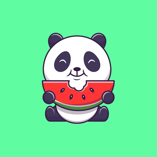 Panda Bonito Dos Desenhos Animados Com Uma Fatia De Melancia Ilustração Do  Vetor Ilustração Stock - Ilustração de bebê, urso: 115203732