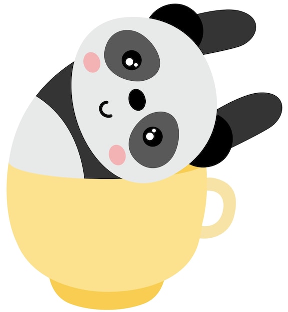 Panda bonito dentro de um copo amarelo