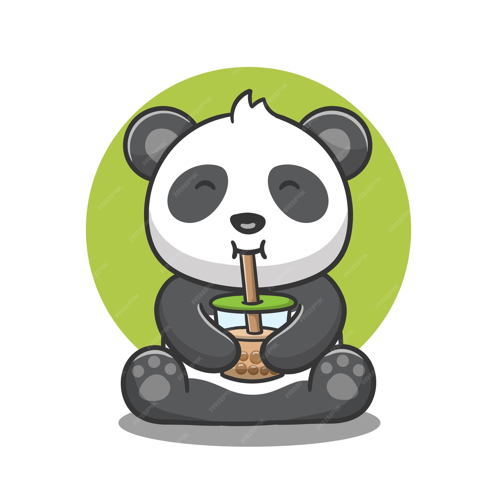 Panda De Desenho Animado Pequeno Panda Bonito Sorrindo Ilustração do Vetor  - Ilustração de liso, cômico: 197668523