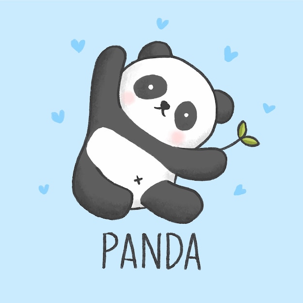 Panda bonito dos desenhos animados mão desenhada estilo