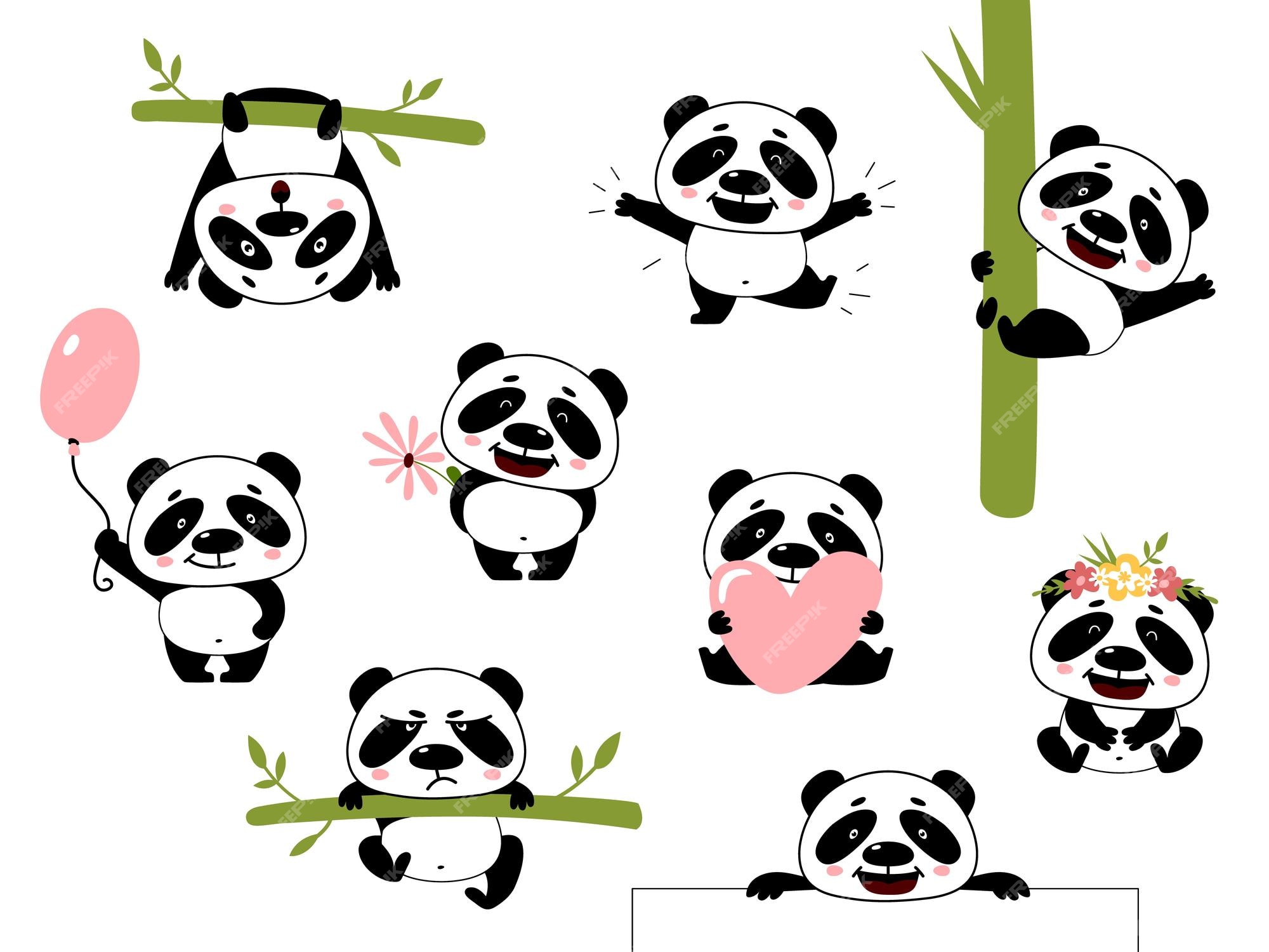 Panda quadrado bonito dos desenhos animados. Conjunto de animais vetores  imagem vetorial de BabySofja.gmail.com© 187875074