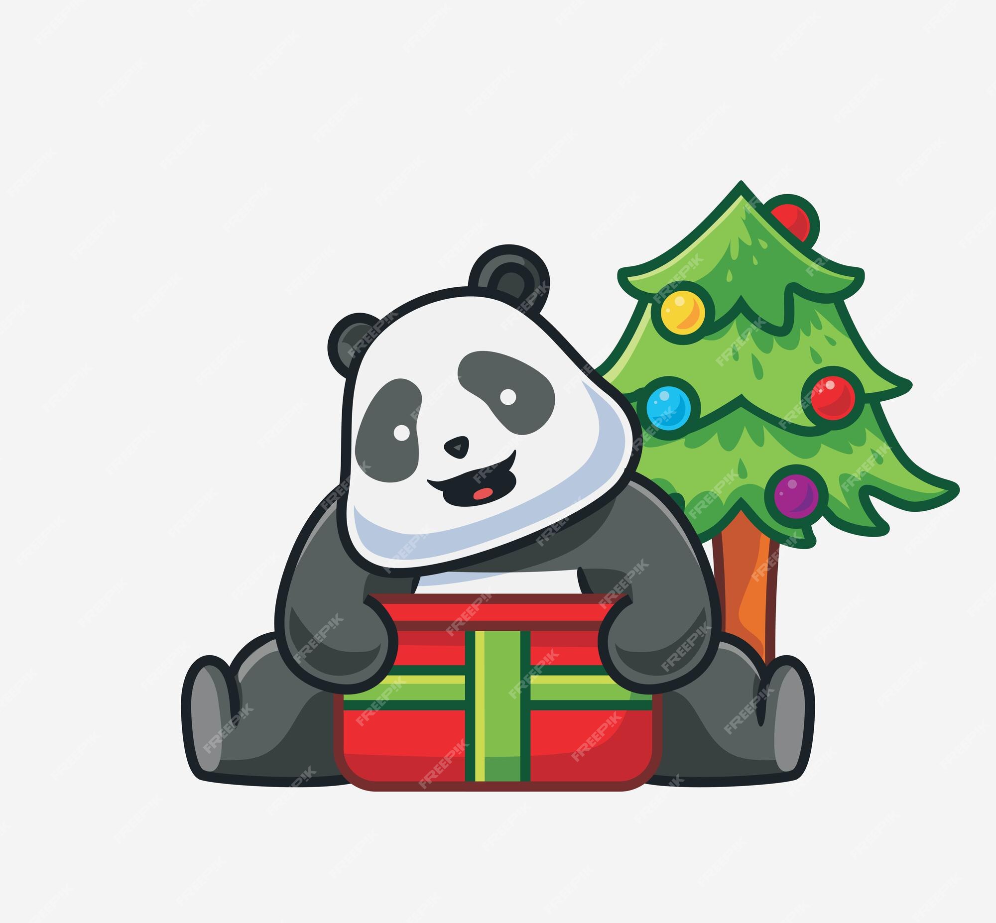 Panda bonito em estilo simples de desenho animado