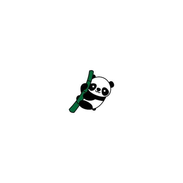 Panda bonito em um ícone dos desenhos animados de bambu