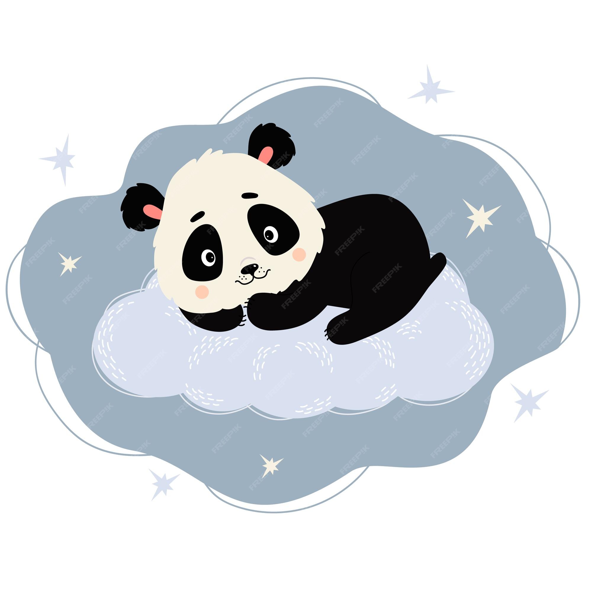 Panda E Padrão Sem Falhas De Nuvem Fofo E Kawaii Ilustração do