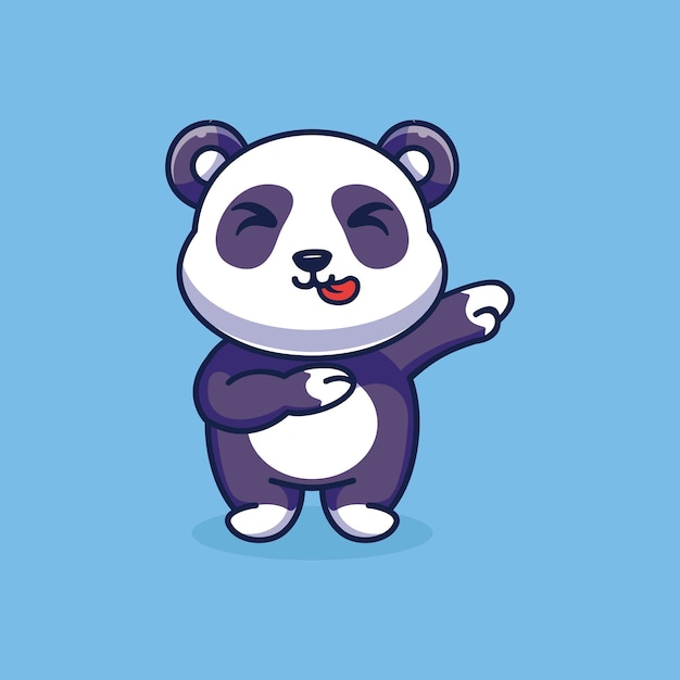 Panda bonito esfregando ilustração de ícone de vetor de desenho animado