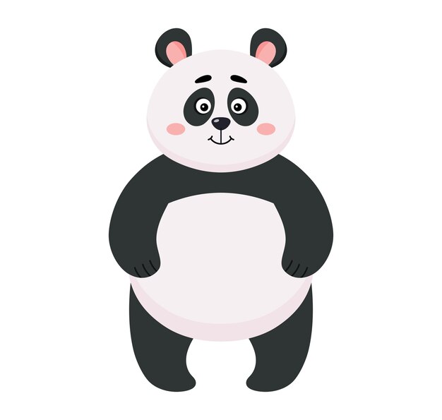 Vetor panda bonito. ilustração em vetor de um urso, panda de desenho animado sobre fundo branco.