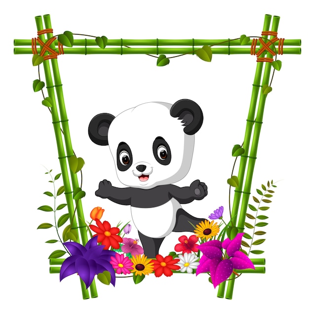 panda dos desenhos animados relaxante no bambu 6792710 Vetor no Vecteezy