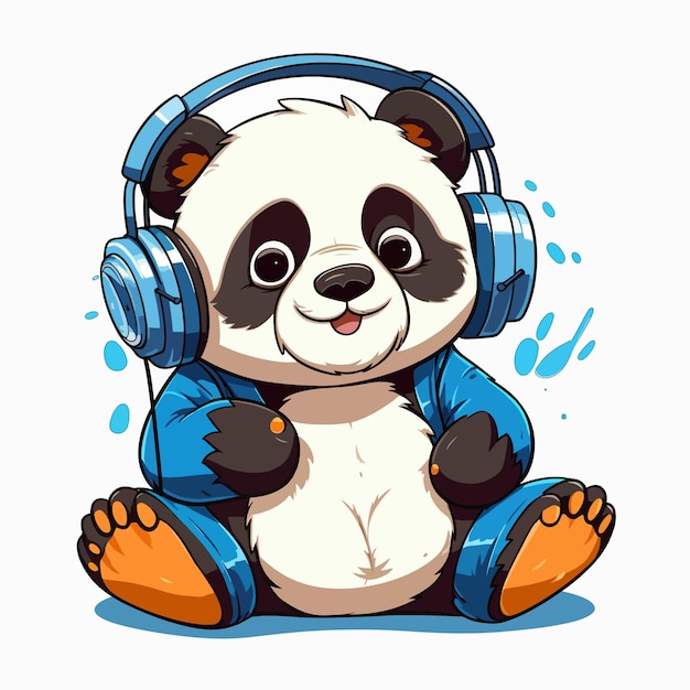 Pequeno Panda Clipart Set Ilustração Panda Bonito Ouvir Música Fones imagem  vetorial de tannikart© 474314116