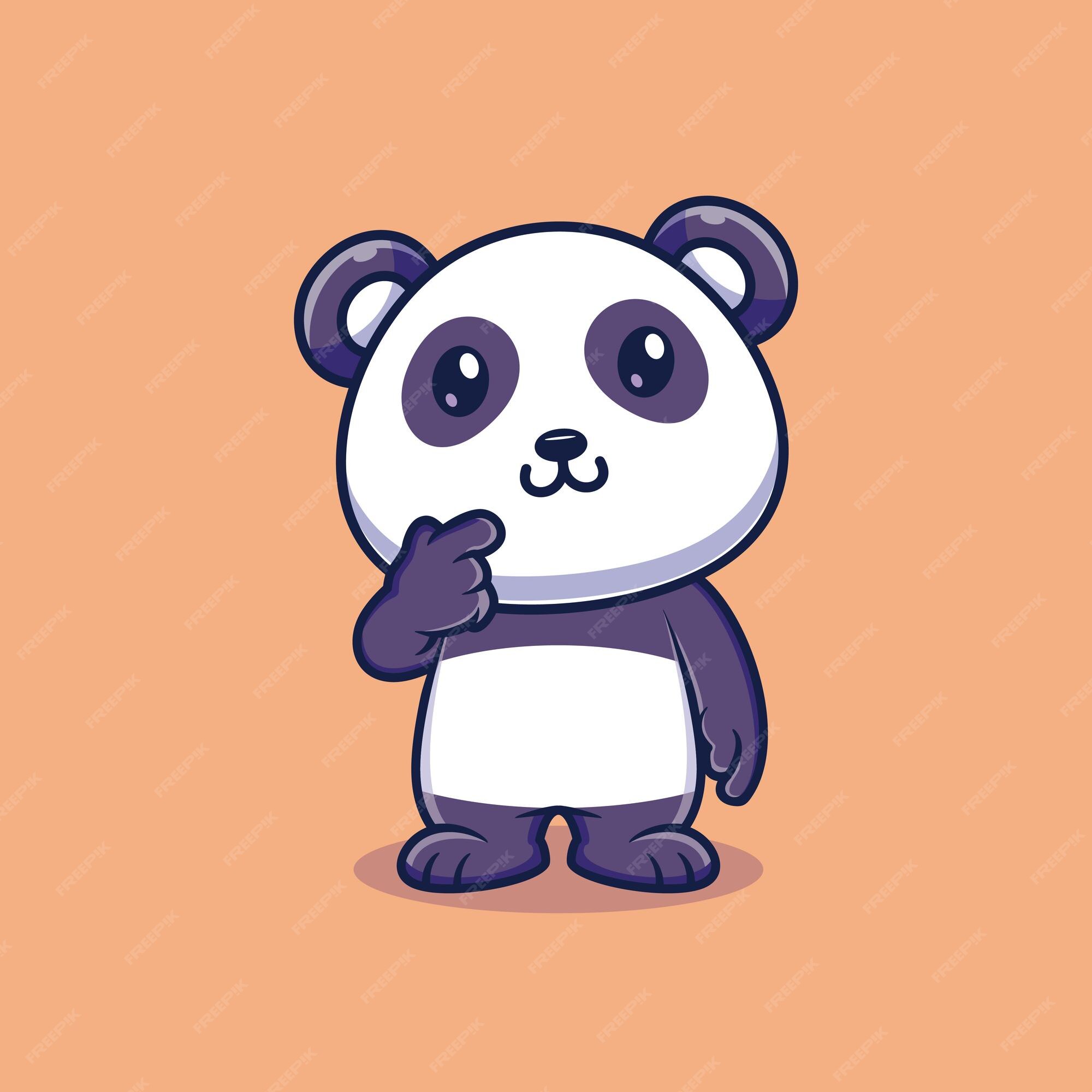 Logotipo do ícone do vetor de desenho de rosto de panda bonito isolado em  branco