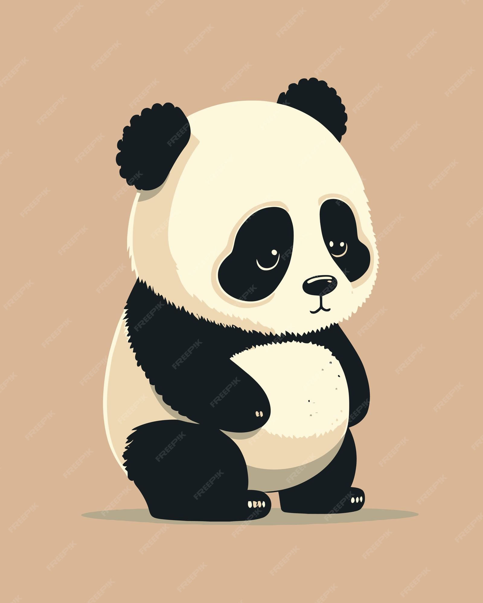 Panda bonito sobre desenho de parede, Vetor Premium