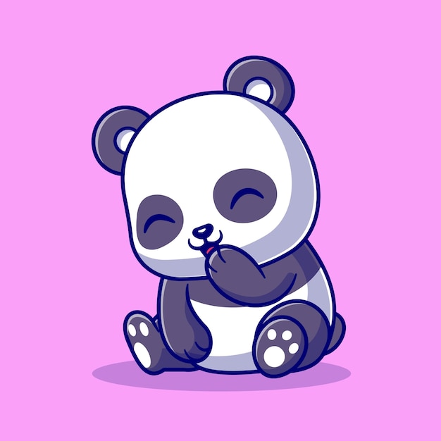 Panda bonito rindo ilustração vetorial ícone dos desenhos animados. conceito de ícone de natureza animal isolado vetor premium. estilo flat cartoon