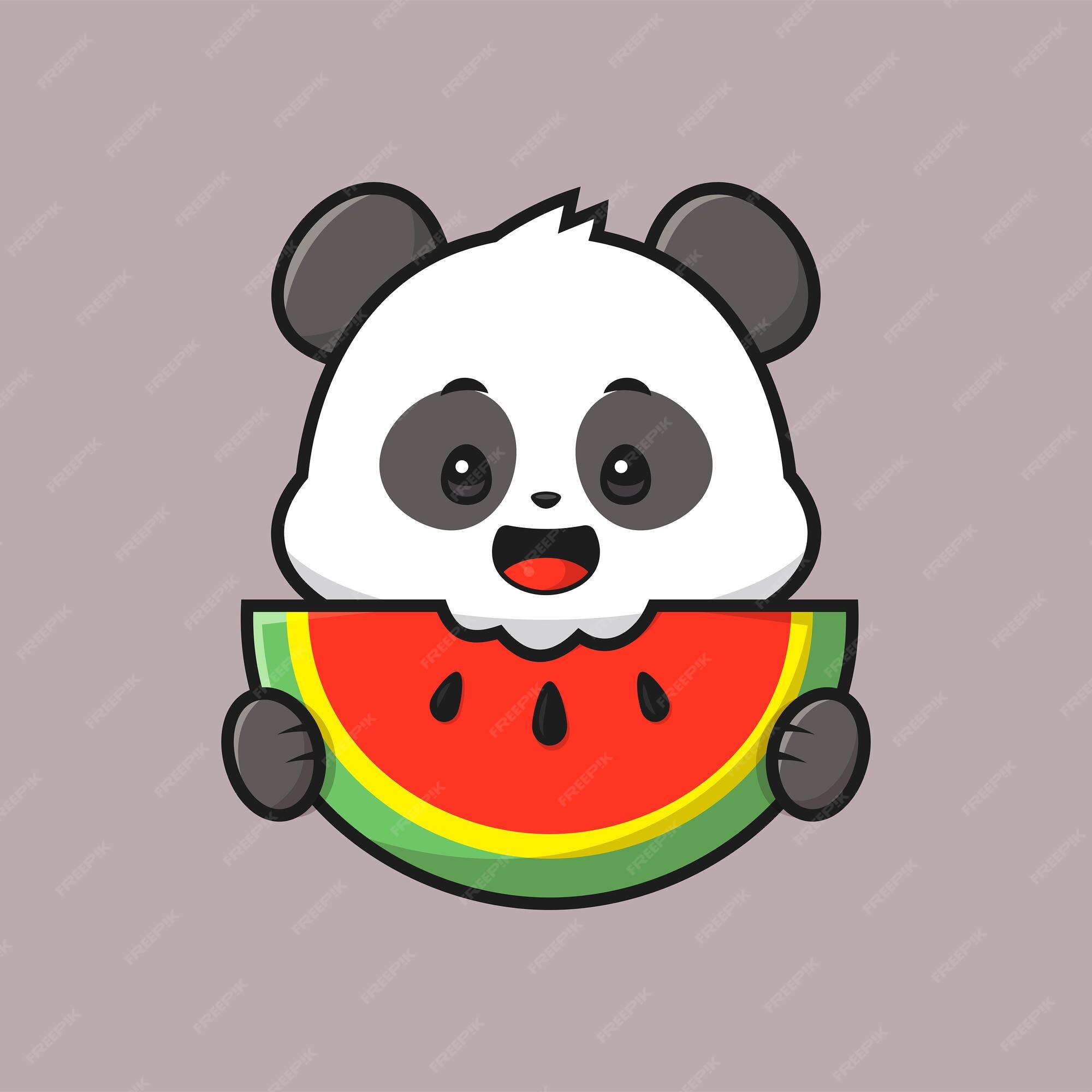 Panda Kawaii E Fundo De Padrão De Vetor Sem Emenda De Frutas. Backdrop Com  Ursos De Desenho Animado Segurando Maçãs, Bananas, Morangos, Laranjas.  Animais Rindo E Sorrindo. Conceito De Alimentação Saudável Para