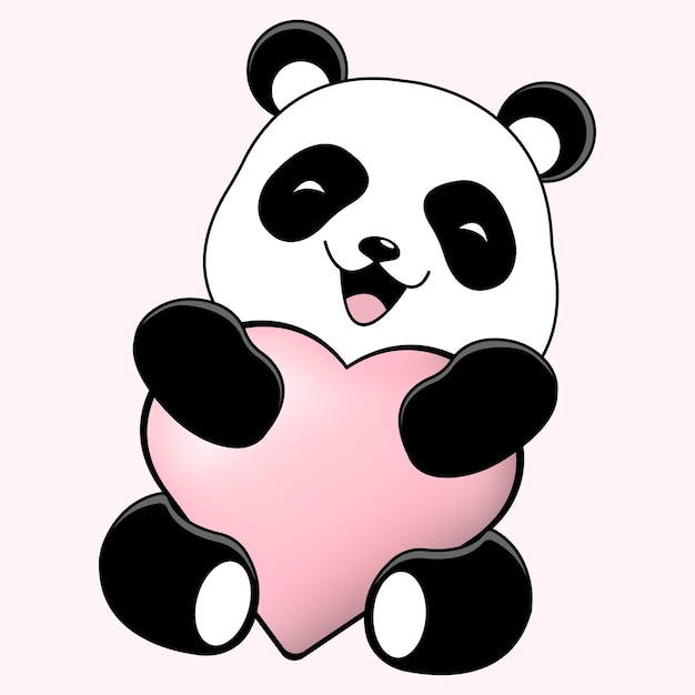 Baixe Urso Panda Adorável com Coração PNG - Creative Fabrica