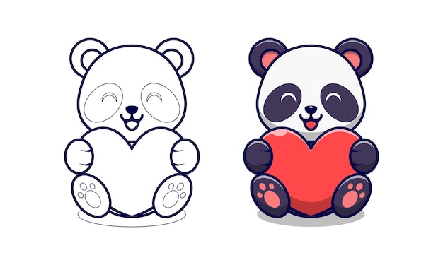 Panda bonito segurando uma página para colorir de desenho de