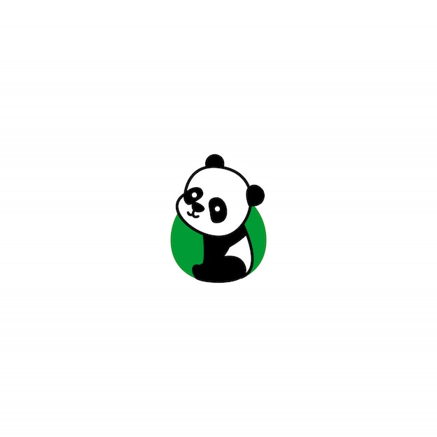 Panda bonito sentado e sorrindo ícone dos desenhos animados