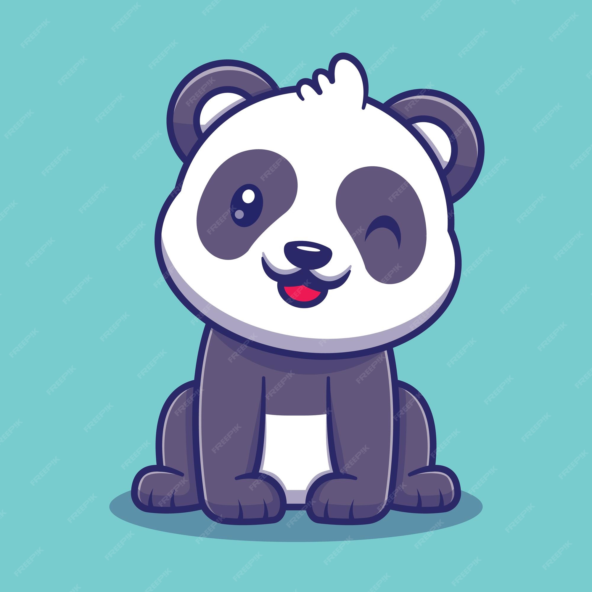 Panda De Desenho Animado Pequeno Panda Bonito Sorrindo Ilustração do Vetor  - Ilustração de liso, cômico: 197668523