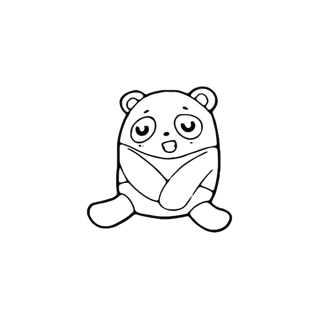 Panda de desenho animado bonito doodle desenhado à mão ilustração de quadrinhos vetor isolado em fundo branco