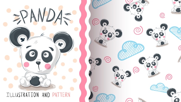 Panda de pelúcia fofo - padrão sem emenda