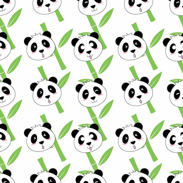 Vetor panda e bambu sem costura padrão