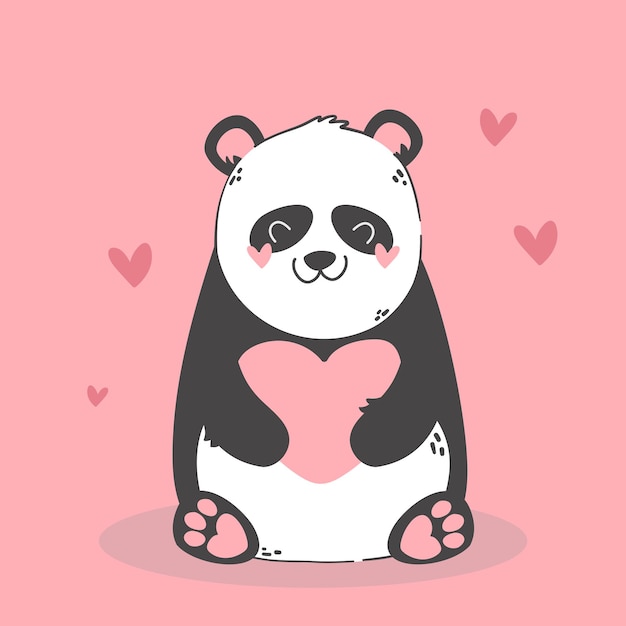 Urso Panda Fofo. Cara Engraçada. Bochechas Rosa. Personagem De