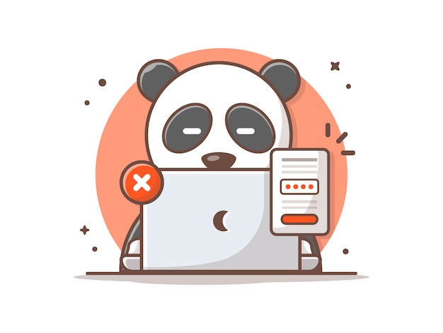 Panda esqueceu a senha vector icon ilustração bonito.