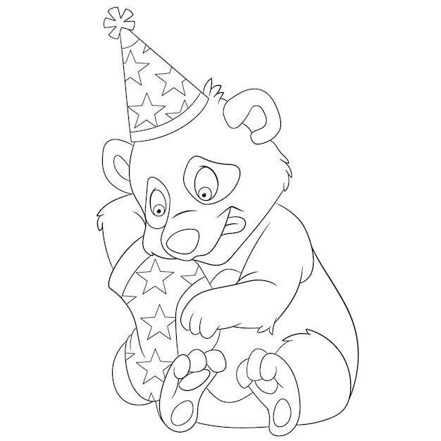 Vetores de Desenhos Para Colorir Panda Feliz Livro De Colorir Para