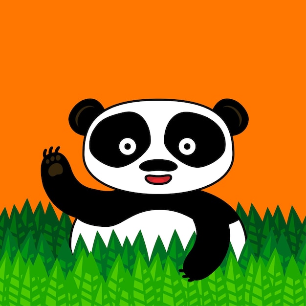 Panda feliz sorrindo e acenando