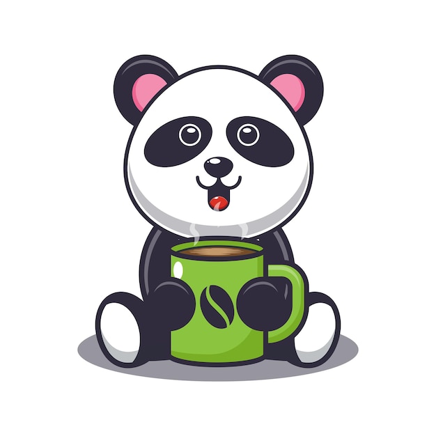 Panda fofa com café quente