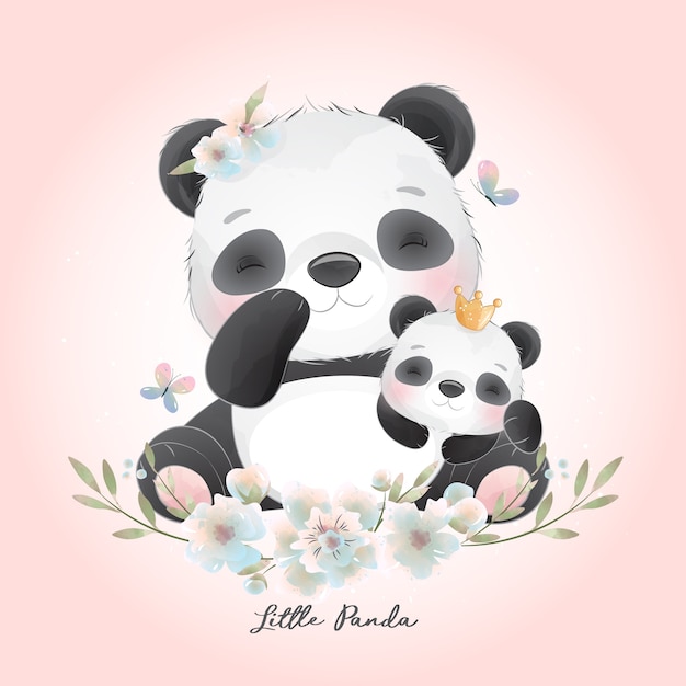 Panda Bonito Dos Desenhos Animados Com Uma Fatia De Melancia Ilustração Do  Vetor Ilustração Stock - Ilustração de bebê, urso: 115203732