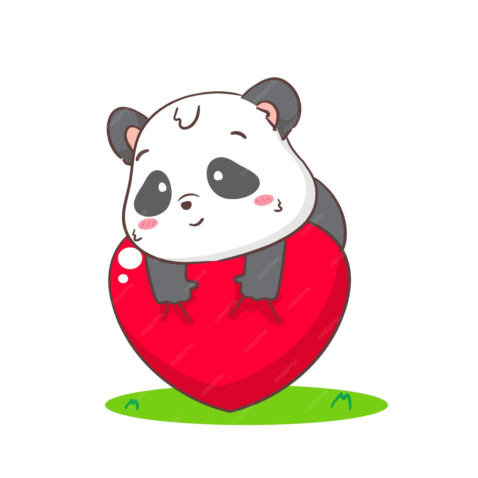 COMO DESENHAR UM PANDA COM UM CORAÇÃO KAWAII 