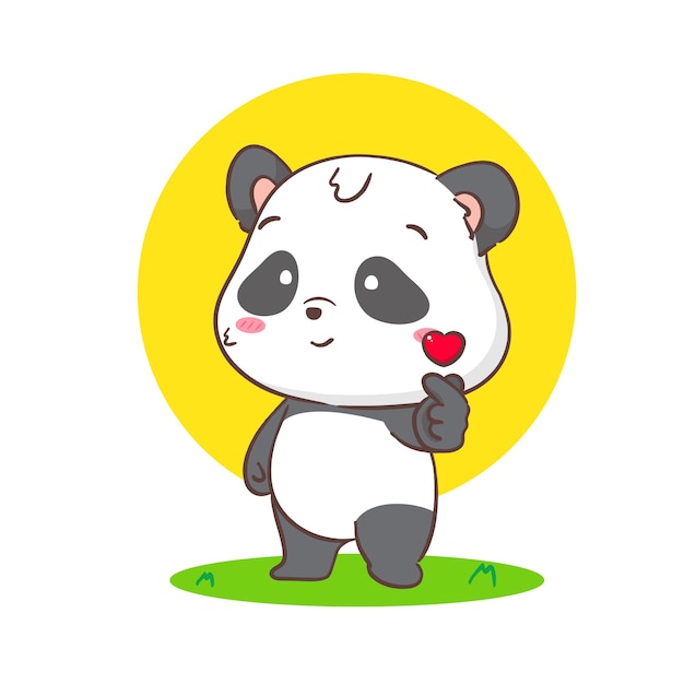 Cara de urso panda bonito. olhar amoroso. personagem de desenho