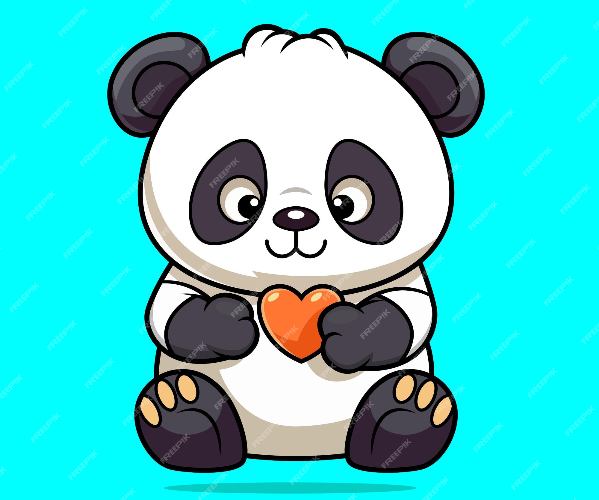 Cara de urso panda bonito. olhar amoroso. personagem de desenho animado.  ilustração.