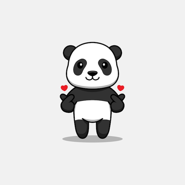 Panda fofo com pose de mão do amor