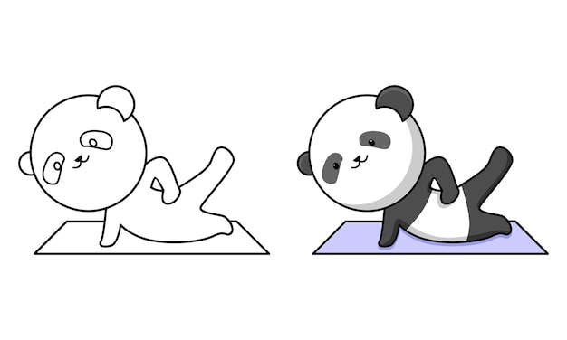 Panda fofo fazendo treino para colorir para crianças